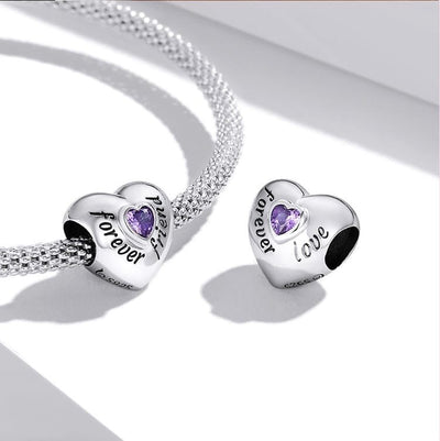 Forever Love Heart With Zircon Bead Charm - bellissi