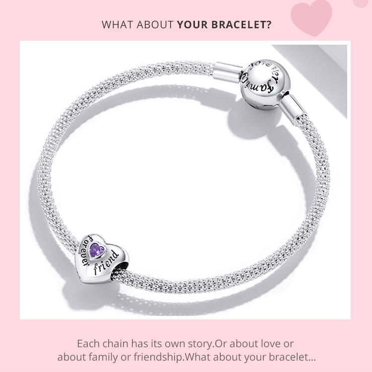 Forever Love Heart With Zircon Bead Charm - bellissi