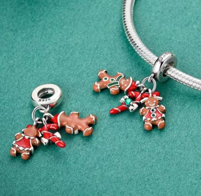 Gingerbread Couple Dangle Charm - bellissi