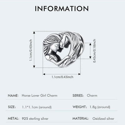 Girl & Horse Heart Charm - bellissi
