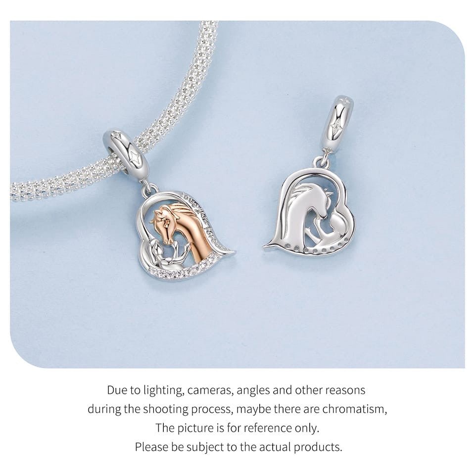 Girl & Horse Heart Dangle Charm - bellissi
