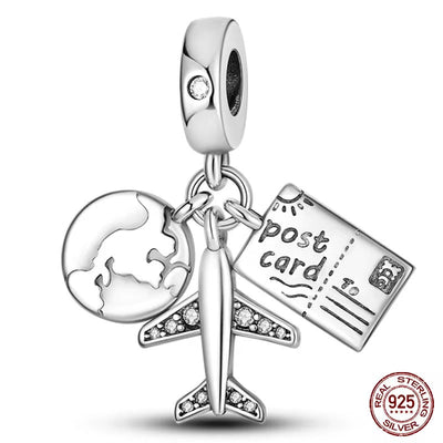 Globe & Plane Letter Dangle Charm - bellissi