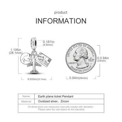 Globe & Plane Letter Dangle Charm - bellissi