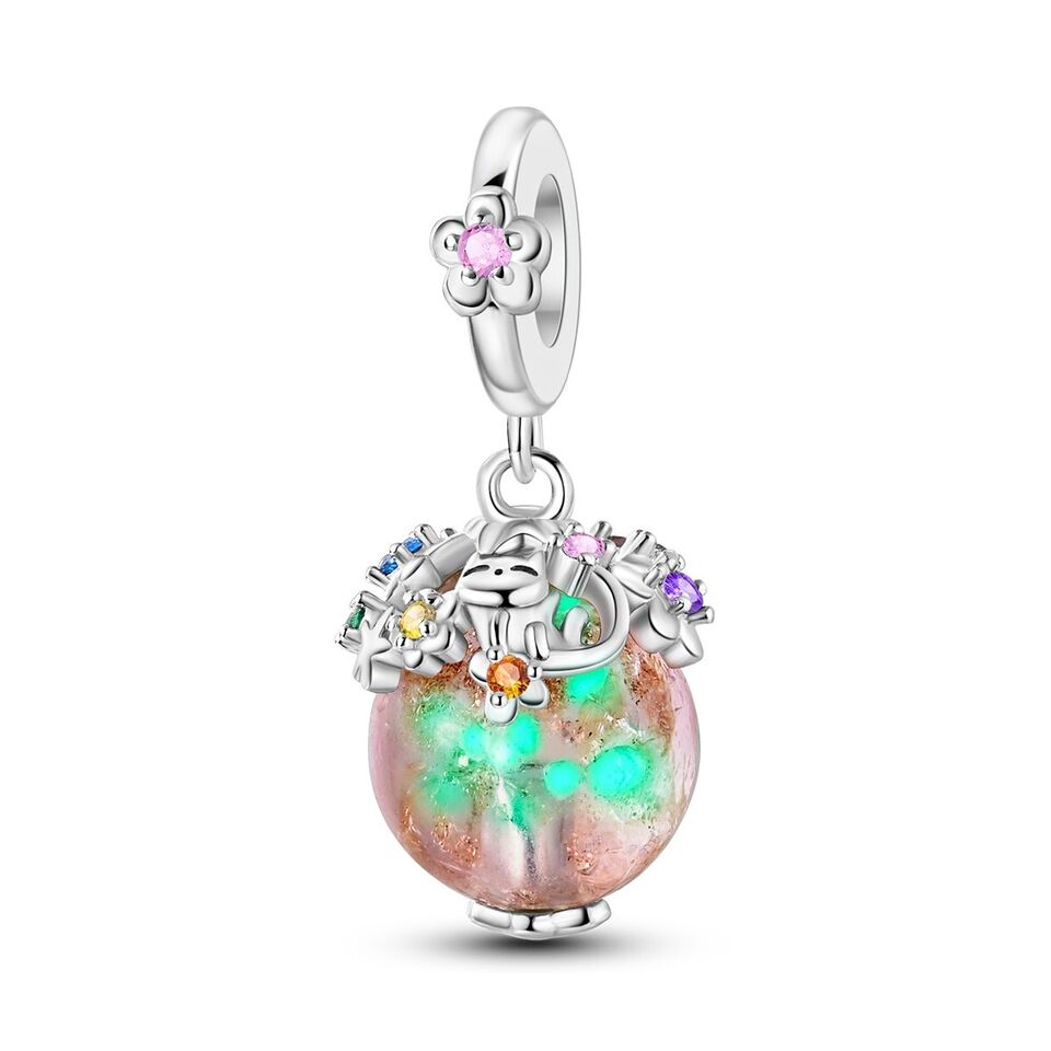 Glow In The Dark Murano Glass Dangle Charm - bellissi