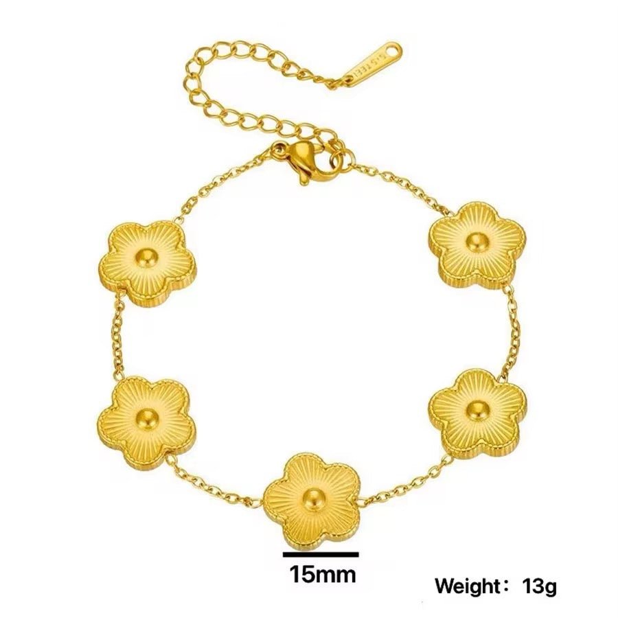 Gold Clover Flower Necklace Bracelet & Earrings - bellissi