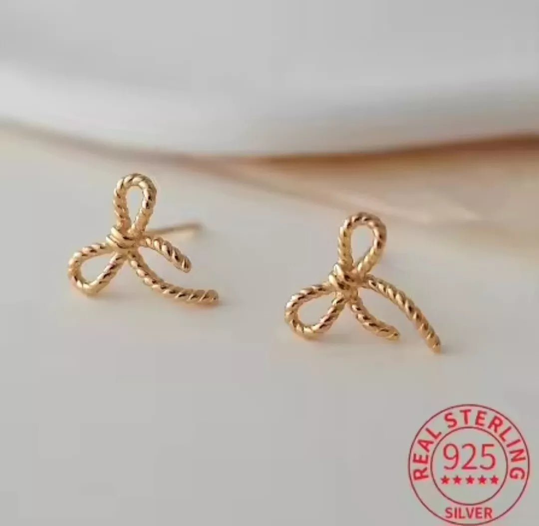 Gold Plated Bow Stud Earrings - bellissi