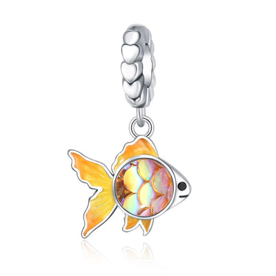 Golden Fish Dangle Silver Charm - bellissi