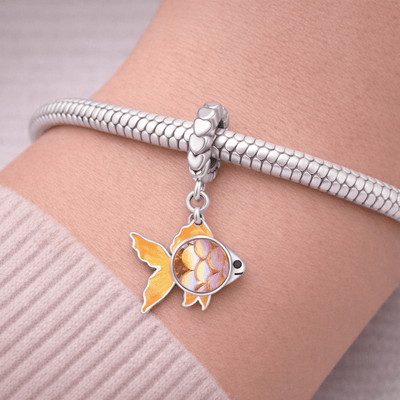 Golden Fish Dangle Silver Charm - bellissi