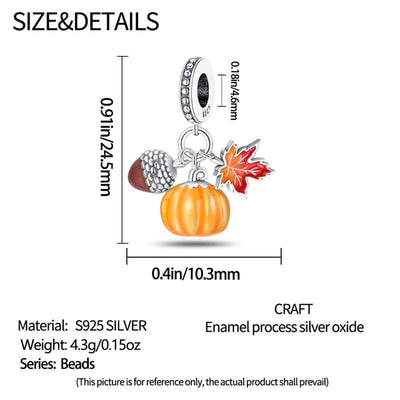 Golden Pumpkin & Maple Leaf Charm - bellissi