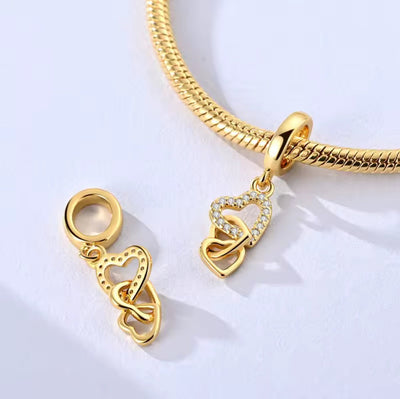 Golden Triple Heart Dangle - bellissi