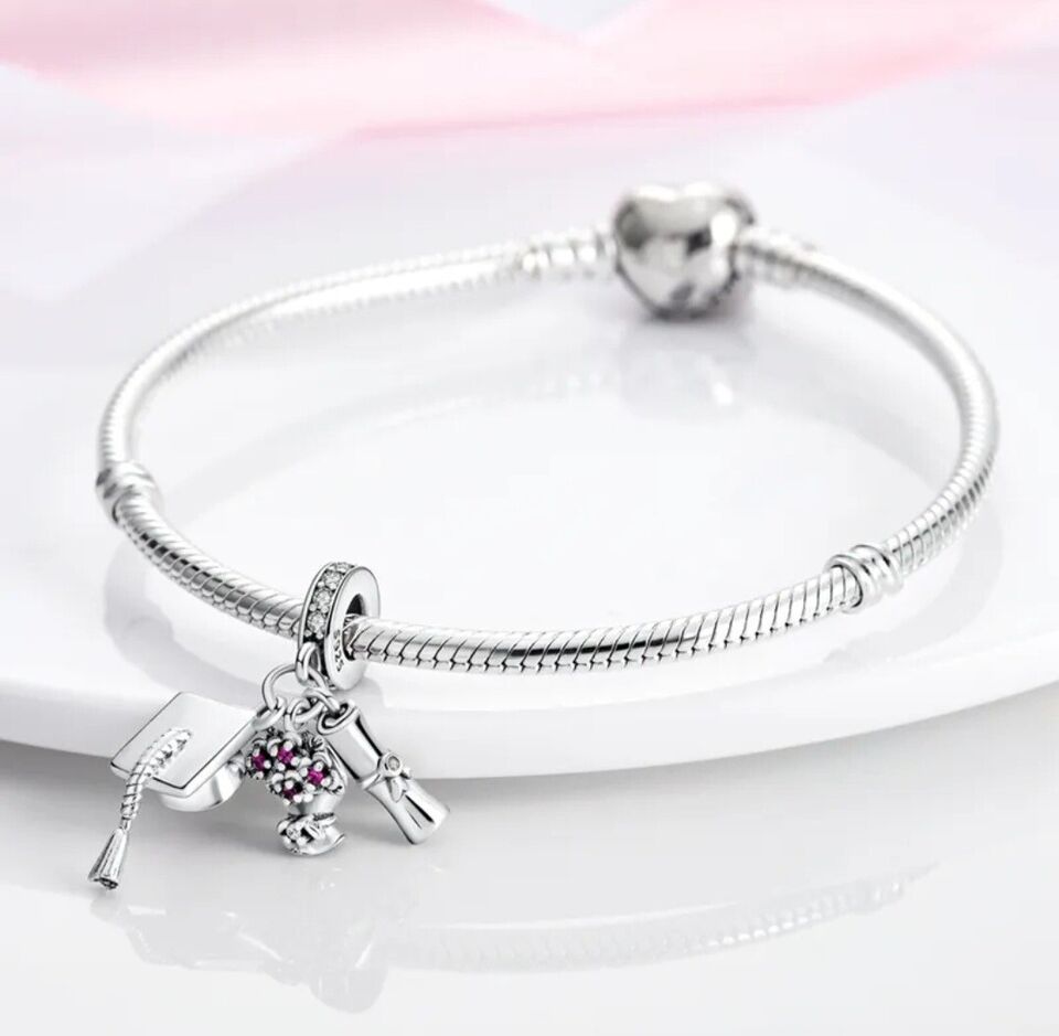 Graduation Cap Diploma And Flowers Charm - bellissi