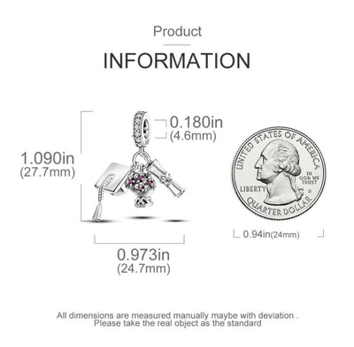 Graduation Cap Diploma And Flowers Charm - bellissi