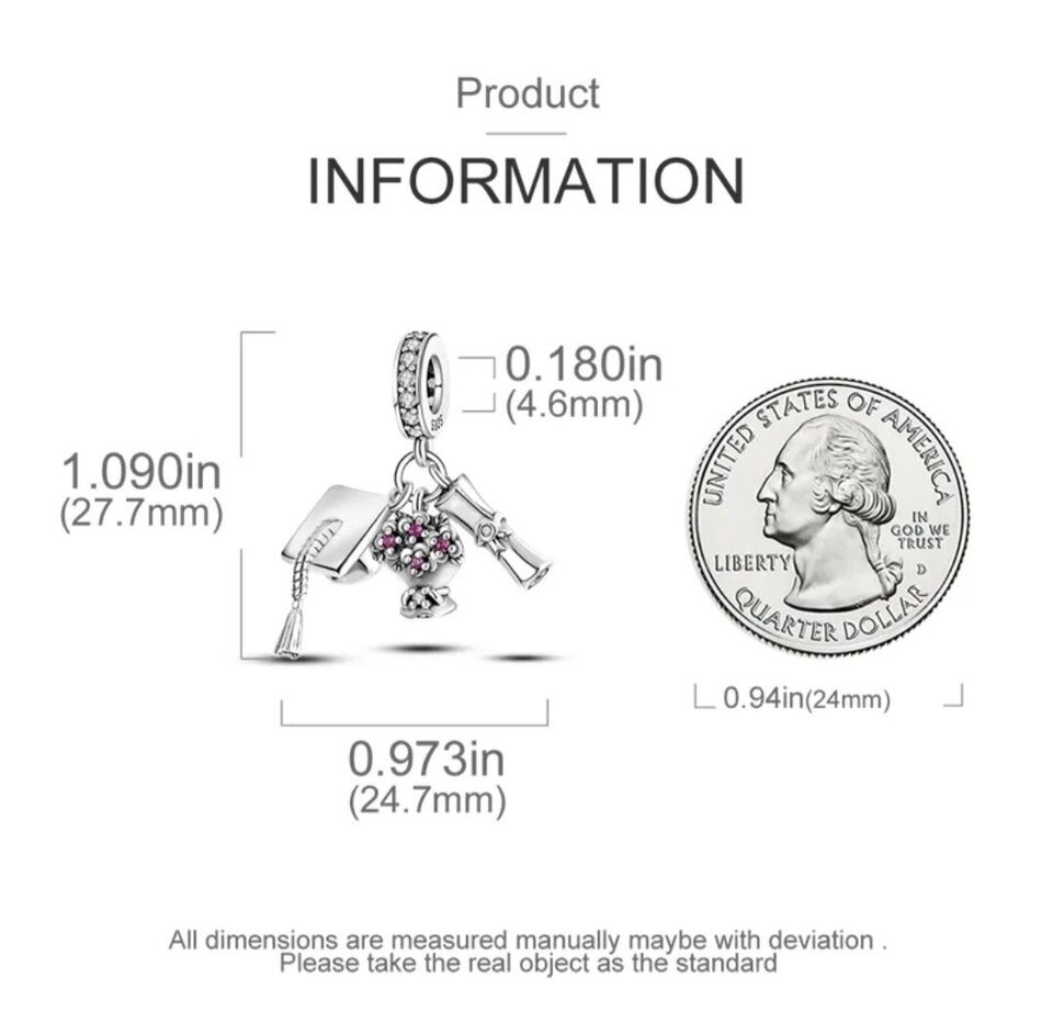 Graduation Cap Diploma And Flowers Charm - bellissi