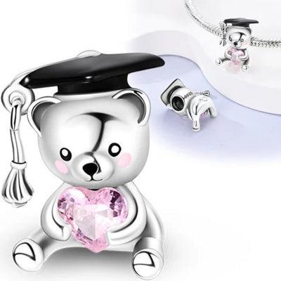 Graduation Gift Pink Heart Teddy Charm - bellissi