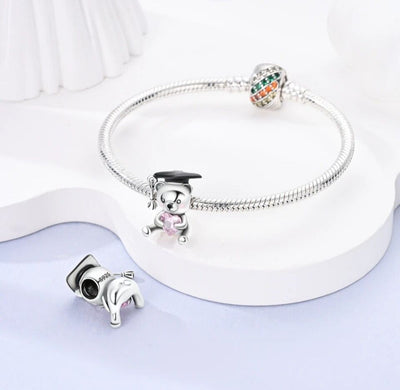Graduation Gift Pink Heart Teddy Charm - bellissi