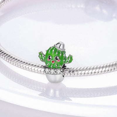 Green Cactus Flower Zirconia Charm - bellissi