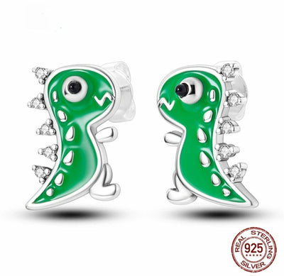 Green Crocodile With Zirconia Earrings Stud - bellissi