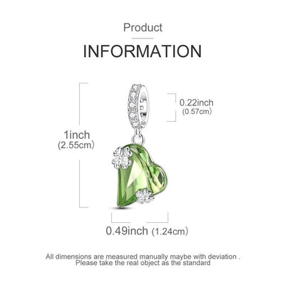 Green Heart Lucky Clover Charm - bellissi