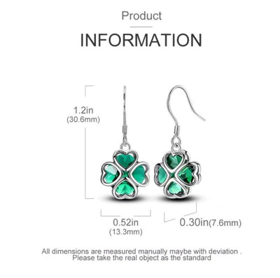 Green Murano Clover & Hearts Dangle Earrings - bellissi
