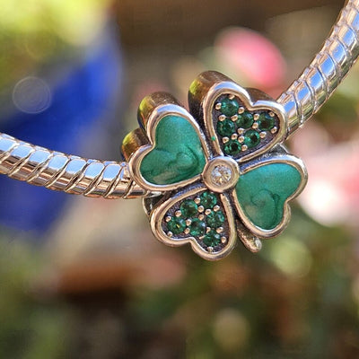 Green Zircon Lucky Clover Charm - bellissi