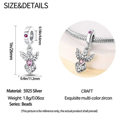 Guardian Angel With Pink Heart Dangle Charm - bellissi