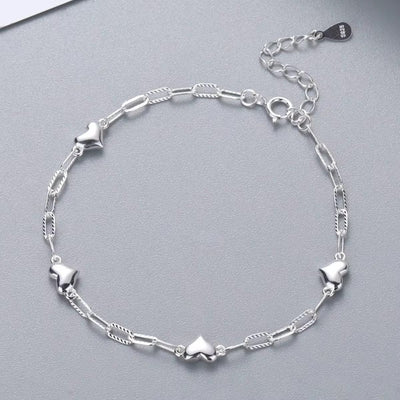 Heart Accent Silver Chain Bracelet - bellissi