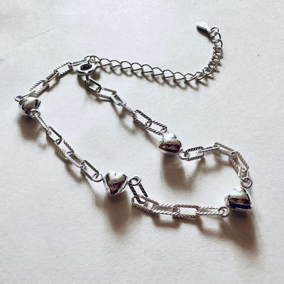 Heart Accent Silver Chain Bracelet - bellissi