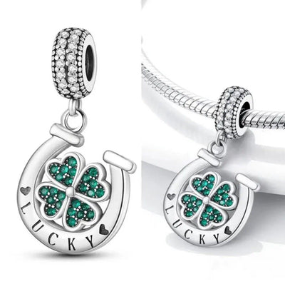 Heart Clover Green in Horseshoe Charm - bellissi