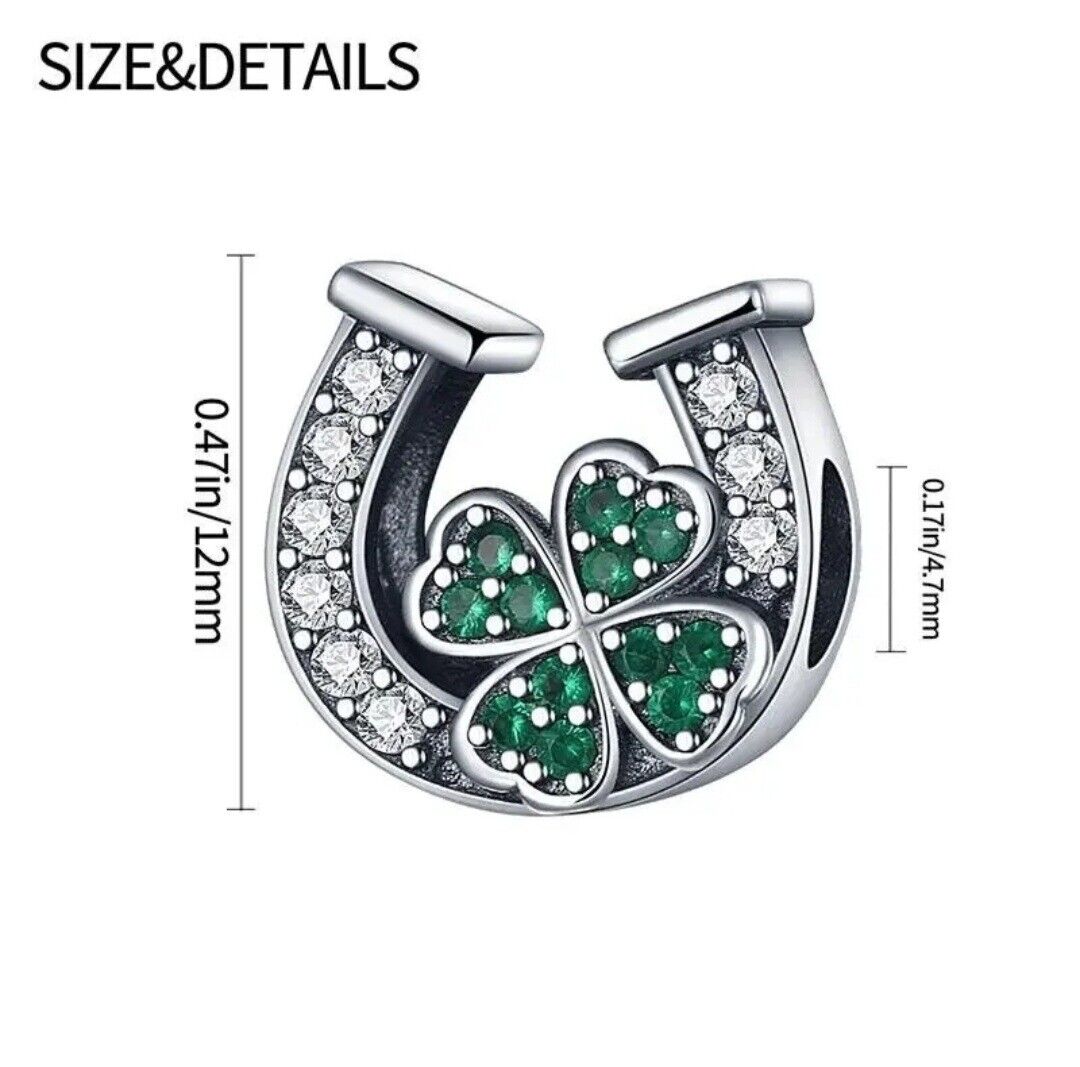 Heart Clover Green in Horseshoe L Charm - bellissi
