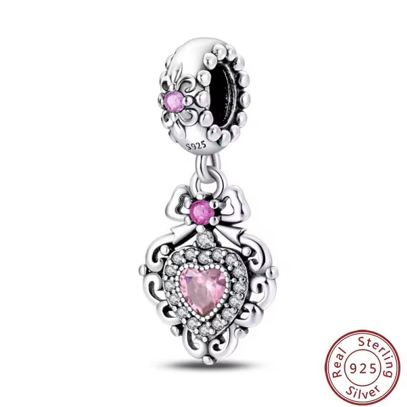 Heart Pink Zirconia Dangle Charm - bellissi