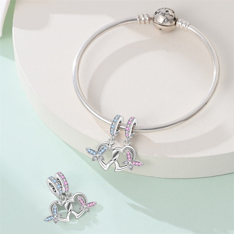 Hearts & Butterflies Dangle Charm - bellissi