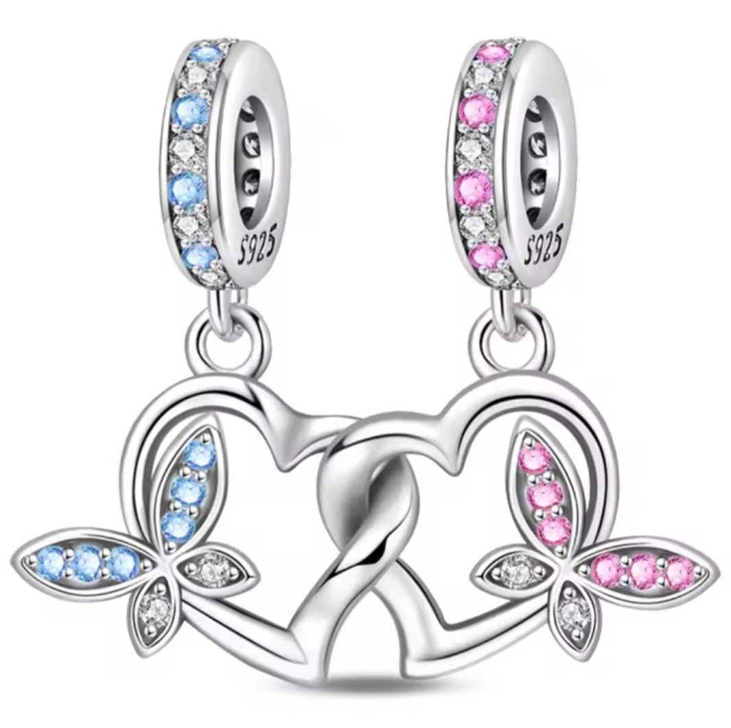 Hearts & Butterflies Dangle Charm - bellissi