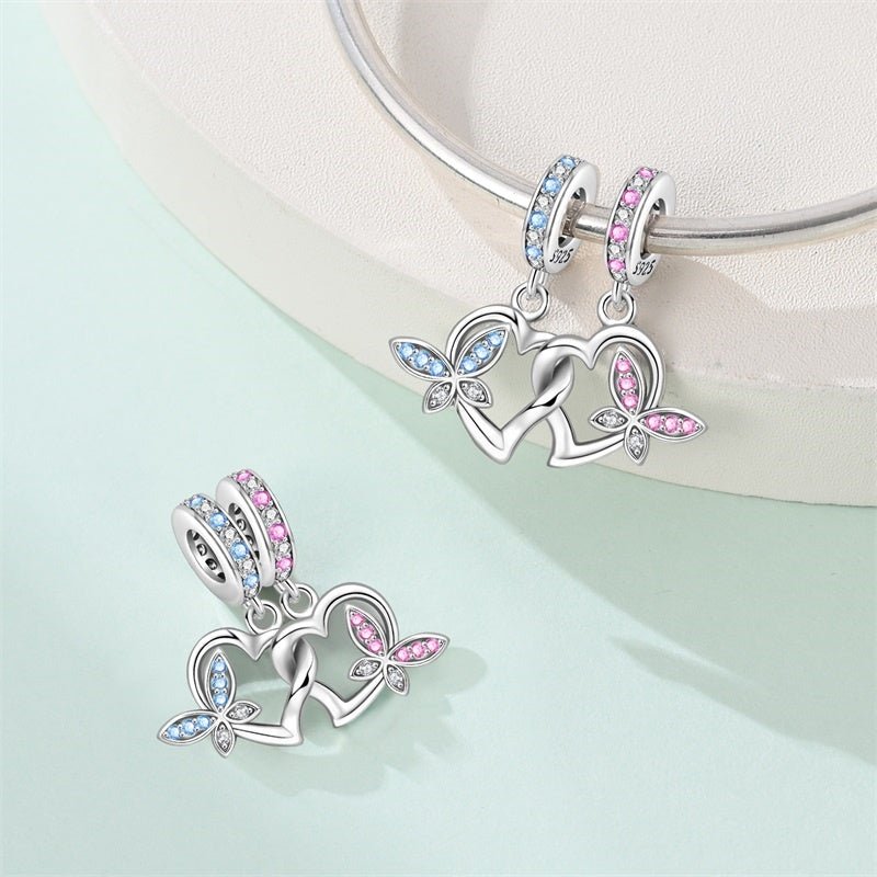 Hearts & Butterflies Dangle Charm - bellissi