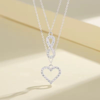 Hearts & Infinity Necklace With Cubic Zirconia - bellissi