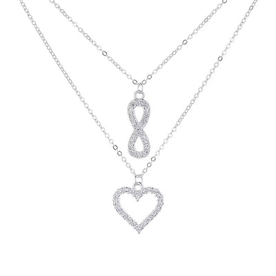 Hearts & Infinity Necklace With Cubic Zirconia - bellissi