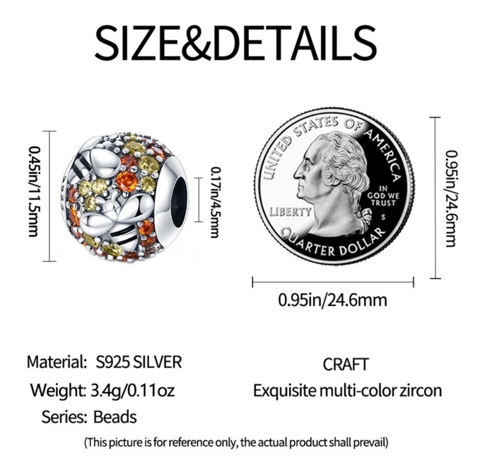 Honey Bee Zirconia Charm - bellissi