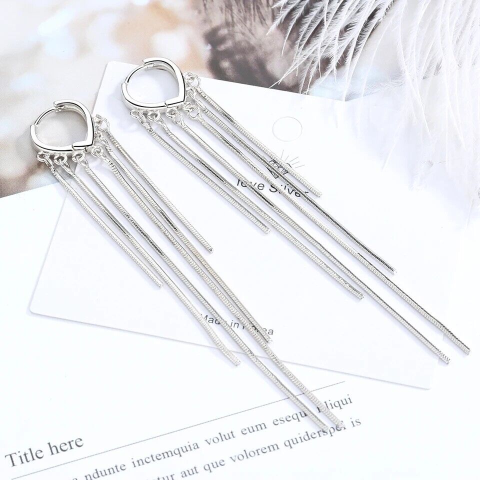 Hoop Long Multi Chain Drop Earrings Dangle - bellissi