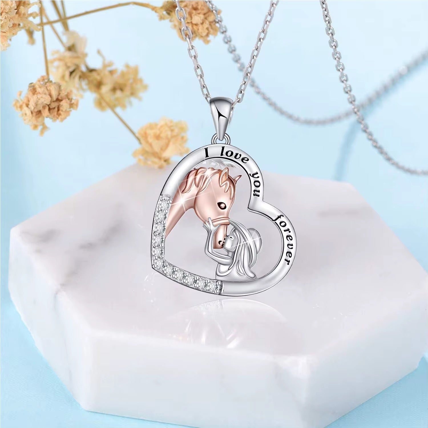 Horse & Girl Heart Necklace - bellissi