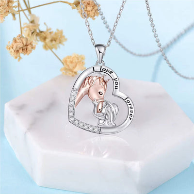 Horse & Girl Heart Necklace - bellissi