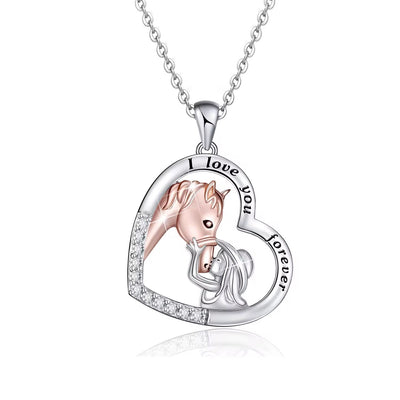 Horse & Girl Heart Necklace - bellissi