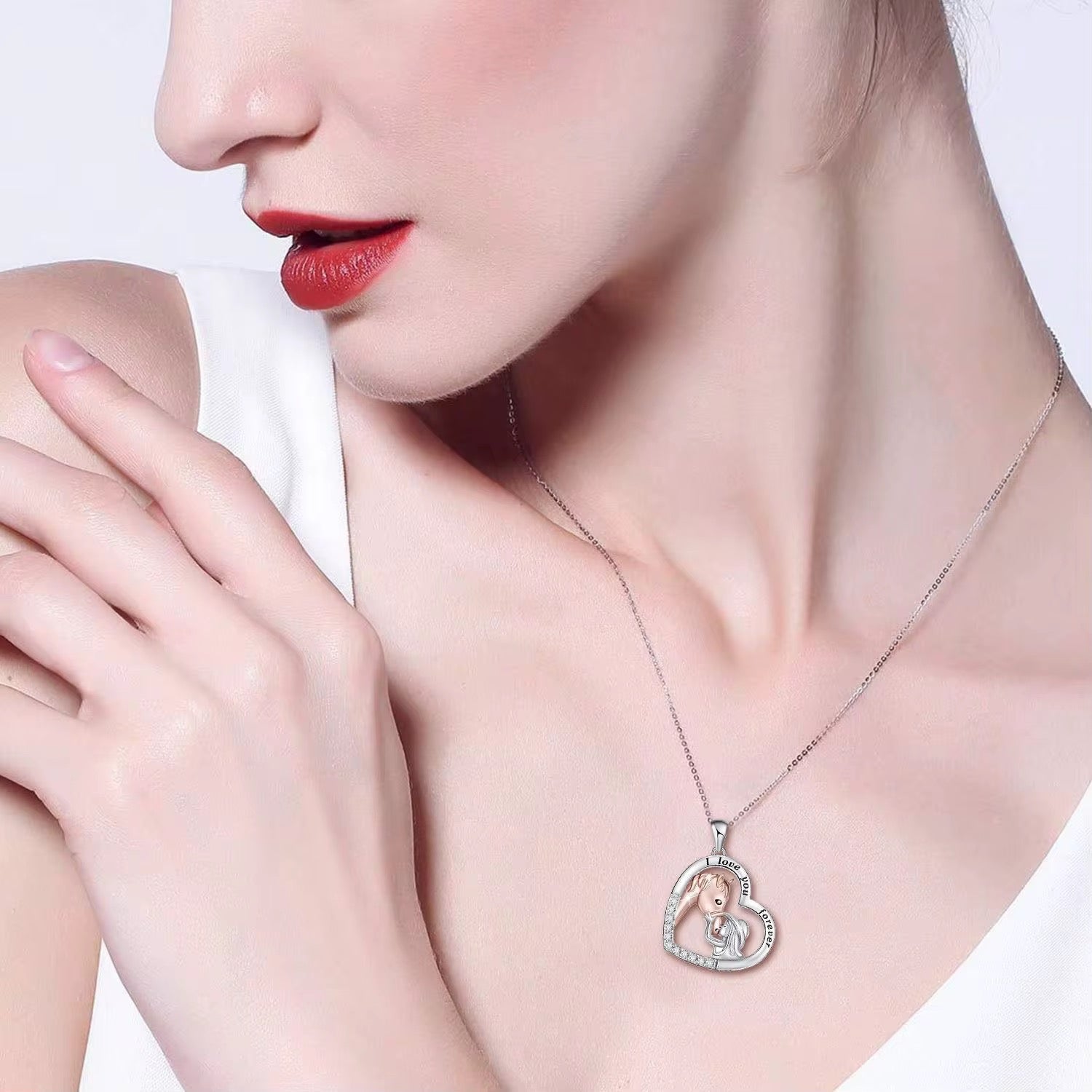 Horse & Girl Heart Necklace - bellissi