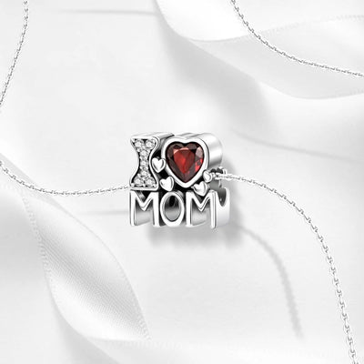 I Love Mom Charm with Red Crystal Heart - bellissi