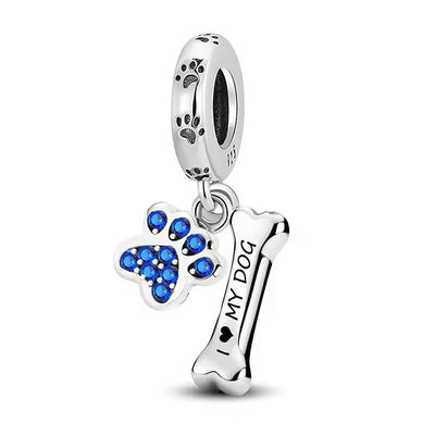 I Love My Dog Paw & Bone Charm - bellissi