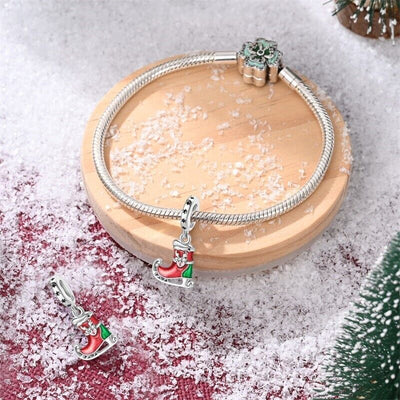 Ice Skate With Elf Dangle Charm - bellissi