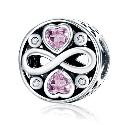 Infinity Heart Pink Crystal Charm - bellissi