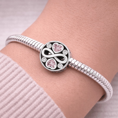 Infinity Heart Pink Crystal Charm - bellissi