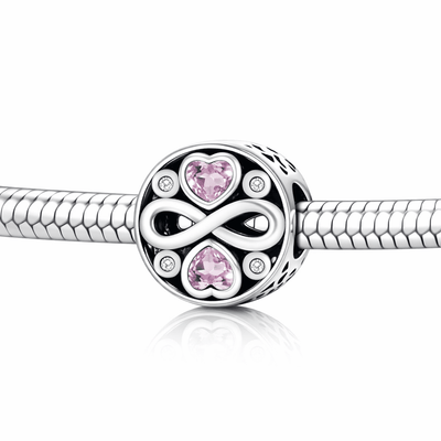 Infinity Heart Pink Crystal Charm - bellissi
