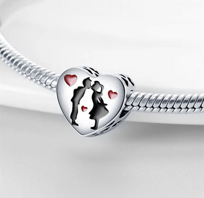 Kissing Couple Love Heart Gift Charm - bellissi