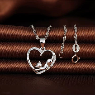 Kitten on the Heart Necklace - bellissi