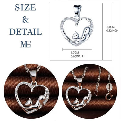 Kitten on the Heart Necklace - bellissi